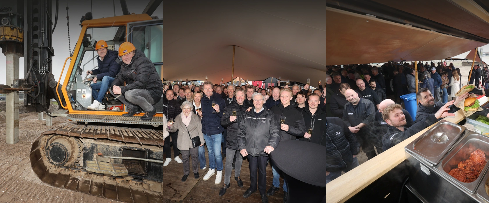 Impressie van het moment dat de eerste paal bij Gomes Aalsmeer is geslagen.