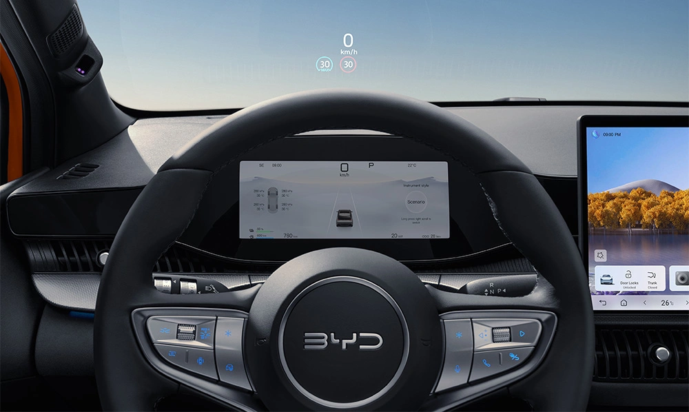BYD DOLPHIN Interieur Roterend touchscreen Gomes