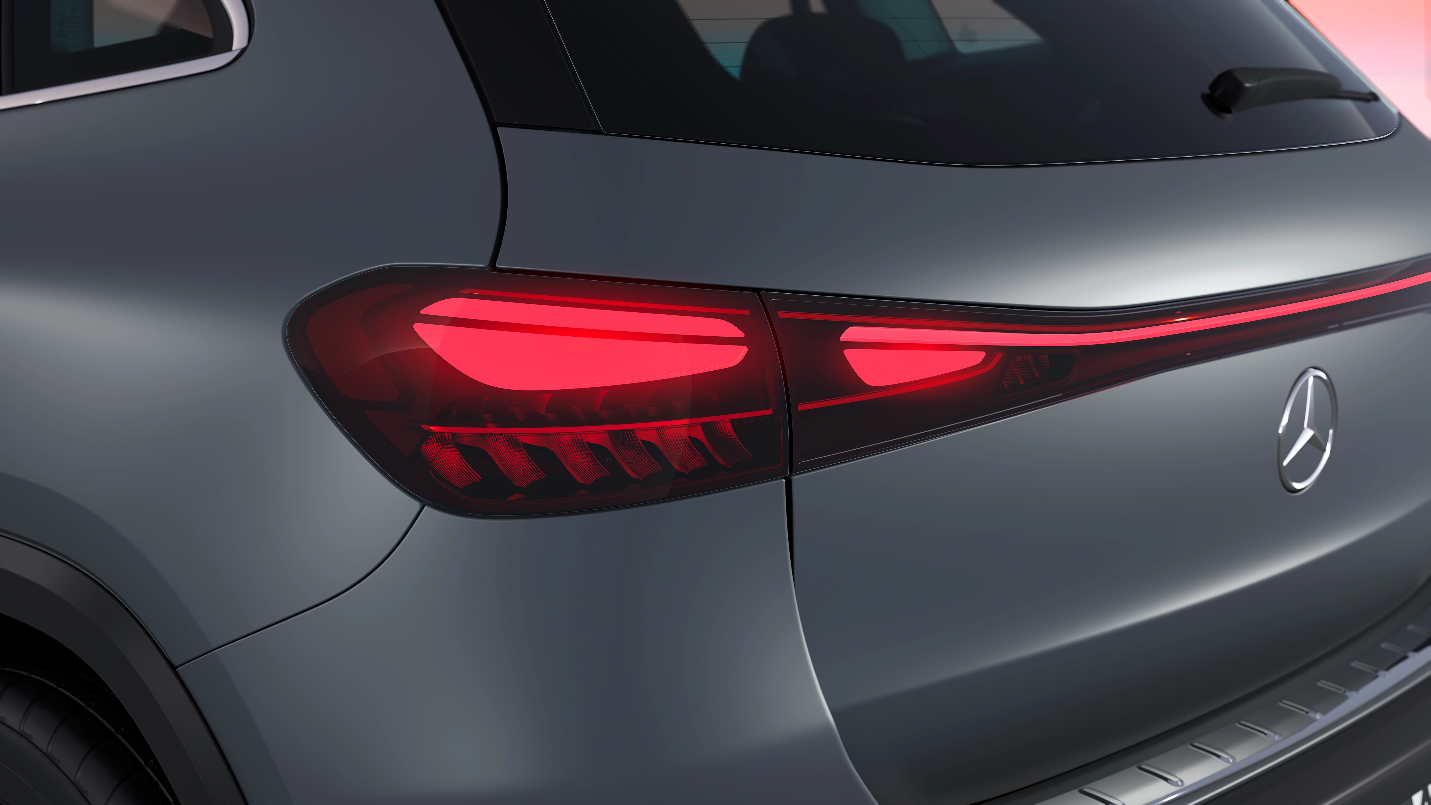 Detalfoto van het digital light in de Mercedes-Benz EQE SUV