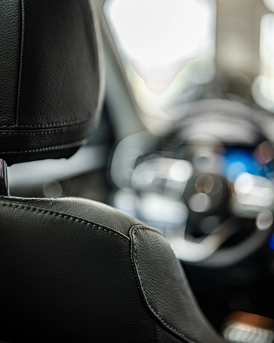 Foto van het stiksel op de bekleding in de Mercedes-Benz GLE